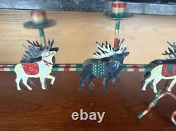 Vintage Husna Imports Large Metal Christmas Candelabra Santa Sleigh Reindeer