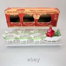Vintage IRWIN Toys Christmas, plastic Santa reindeer sleigh with box