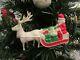 Vintage Irwin Celluloid Santa On Sled Full Gifts Lrg Antler Reindeer Xmas Decor