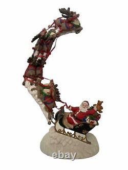 Vintage Jaimy Christmas Santa Sleigh + Flying Reindeer 17 Sculpture Decor RARE