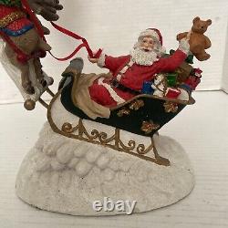 Vintage Jaimy Christmas Santa Sleigh + Flying Reindeer 17 Sculpture Decor RARE