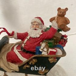 Vintage Jaimy Christmas Santa Sleigh + Flying Reindeer 17 Sculpture Decor RARE