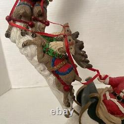 Vintage Jaimy Christmas Santa Sleigh + Flying Reindeer 17 Sculpture Decor RARE