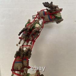 Vintage Jaimy Christmas Santa Sleigh + Flying Reindeer 17 Sculpture Decor RARE