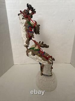 Vintage Jaimy Christmas Santa Sleigh + Flying Reindeer 17 Sculpture Decor RARE
