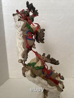 Vintage Jaimy Christmas Santa Sleigh + Flying Reindeer 17 Sculpture Decor RARE