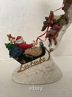 Vintage Jaimy Christmas Santa Sleigh + Flying Reindeer 17 Sculpture Decor RARE