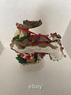 Vintage Jaimy Christmas Santa Sleigh + Flying Reindeer 17 Sculpture Decor RARE