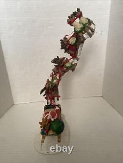 Vintage Jaimy Christmas Santa Sleigh + Flying Reindeer 17 Sculpture Decor RARE