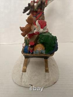 Vintage Jaimy Christmas Santa Sleigh + Flying Reindeer 17 Sculpture Decor RARE