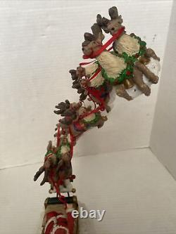 Vintage Jaimy Christmas Santa Sleigh + Flying Reindeer 17 Sculpture Decor RARE