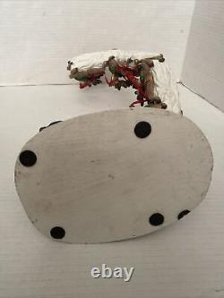 Vintage Jaimy Christmas Santa Sleigh + Flying Reindeer 17 Sculpture Decor RARE
