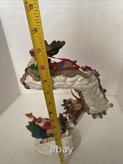 Vintage Jaimy Christmas Santa Sleigh + Flying Reindeer 17 Sculpture Decor RARE