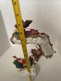 Vintage Jaimy Christmas Santa Sleigh + Flying Reindeer 17 Sculpture Decor RARE