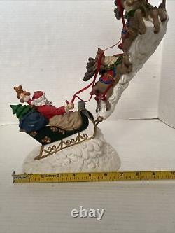 Vintage Jaimy Christmas Santa Sleigh + Flying Reindeer 17 Sculpture Decor RARE