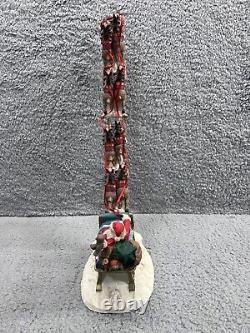Vintage Jaimy Christmas Santa Sleigh + Flying Reindeer Sculpture Decor RARE