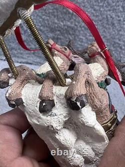 Vintage Jaimy Christmas Santa Sleigh + Flying Reindeer Sculpture Decor RARE