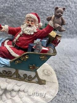 Vintage Jaimy Christmas Santa Sleigh + Flying Reindeer Sculpture Decor RARE