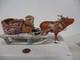 Vintage Japan Christmas Candy Container Sled W Santa & Reindeer