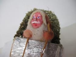 Vintage Japan Christmas Candy Container Sled W Santa & Reindeer