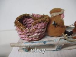 Vintage Japan Christmas Candy Container Sled W Santa & Reindeer