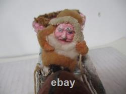 Vintage Japan Christmas Candy Container Sled W Santa & Reindeer