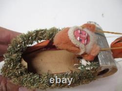 Vintage Japan Christmas Candy Container Sled W Santa & Reindeer