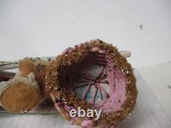 Vintage Japan Christmas Candy Container Sled W Santa & Reindeer