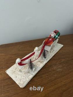 Vintage Japan Putz Reindeer & Santa Sleigh vintage Model