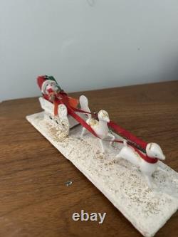 Vintage Japan Putz Reindeer & Santa Sleigh vintage Model