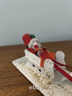 Vintage Japan Putz Reindeer & Santa Sleigh vintage Model