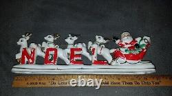 Vintage Japan Relco porcelain Christmas Santa Sleigh Reindeer NOEL Candle Holder