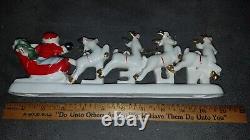 Vintage Japan Relco porcelain Christmas Santa Sleigh Reindeer NOEL Candle Holder