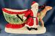 Vintage Japan Santa, Sleigh, Reindeer, Ceramic Hand Painted Planter, Candy Dish