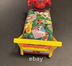 Vintage Japan Tin Santa Claus Reindeer Sleigh Toy