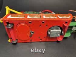Vintage Japan Tin Santa Claus Reindeer Sleigh Toy