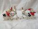 Vintage Japan Ucagco Pair Christmas Elves In Santa Suits Sleighs Reindeer