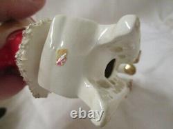 Vintage Japan Ucagco pair Christmas Elves in Santa Suits Sleighs Reindeer