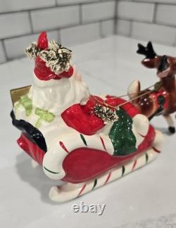 Vintage KREISS Santa Candy Cane Sleigh & Reindeer Christmas Figurine Japan 1950s