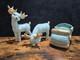 Vintage Kimple Mold Reindeer Sleigh Figurines Set 3 Hand Painted Christmas 1985