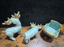 Vintage Kimple Mold Reindeer Sleigh Figurines Set 3 Hand Painted Christmas 1985