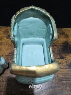 Vintage Kimple Mold Reindeer Sleigh Figurines Set 3 Hand Painted Christmas 1985