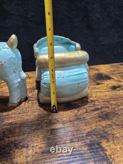 Vintage Kimple Mold Reindeer Sleigh Figurines Set 3 Hand Painted Christmas 1985