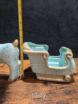 Vintage Kimple Mold Reindeer Sleigh Figurines Set 3 Hand Painted Christmas 1985