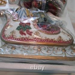 Vintage Kirkland Signature Santa Sleigh Reindeer Candle Holders Christmas Set Op