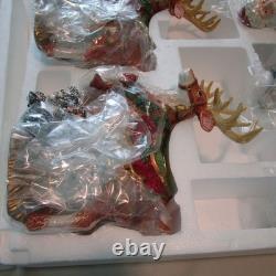 Vintage Kirkland Signature Santa Sleigh Reindeer Candle Holders Christmas Set Op