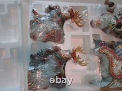 Vintage Kirkland Signature Santa Sleigh Reindeer Candle Holders Christmas Set Op