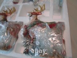 Vintage Kirkland Signature Santa Sleigh Reindeer Candle Holders Christmas Set Op