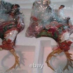 Vintage Kirkland Signature Santa Sleigh Reindeer Candle Holders Christmas Set Op