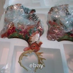 Vintage Kirkland Signature Santa Sleigh Reindeer Candle Holders Christmas Set Op